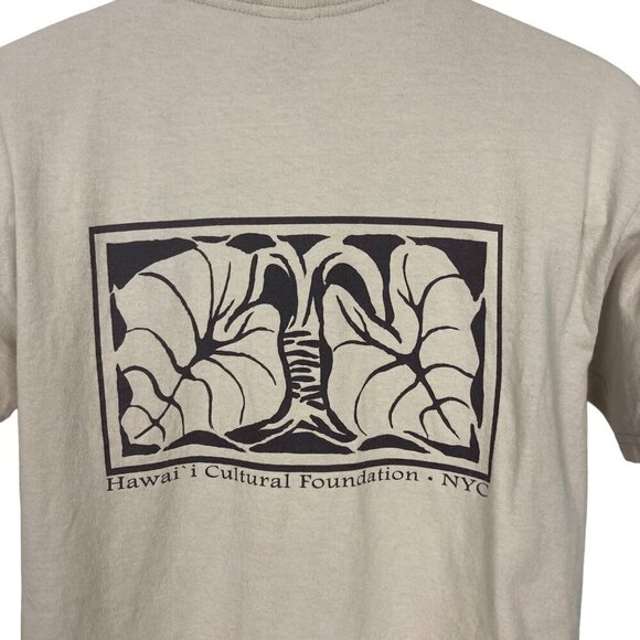 Vintage Y2K Hawaii Cultural Foundation New York T Shirt Adult Medium Beige - Picture 4 of 7